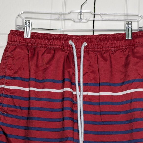 Amazon Essentials Men's Quick-Dry Swim Trunk Red Blue Stripes, Small, 7" Inseam - Picture 2 of 16